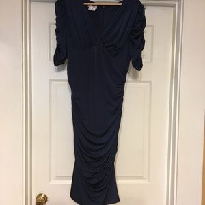 London Times Ruched Midi Dress